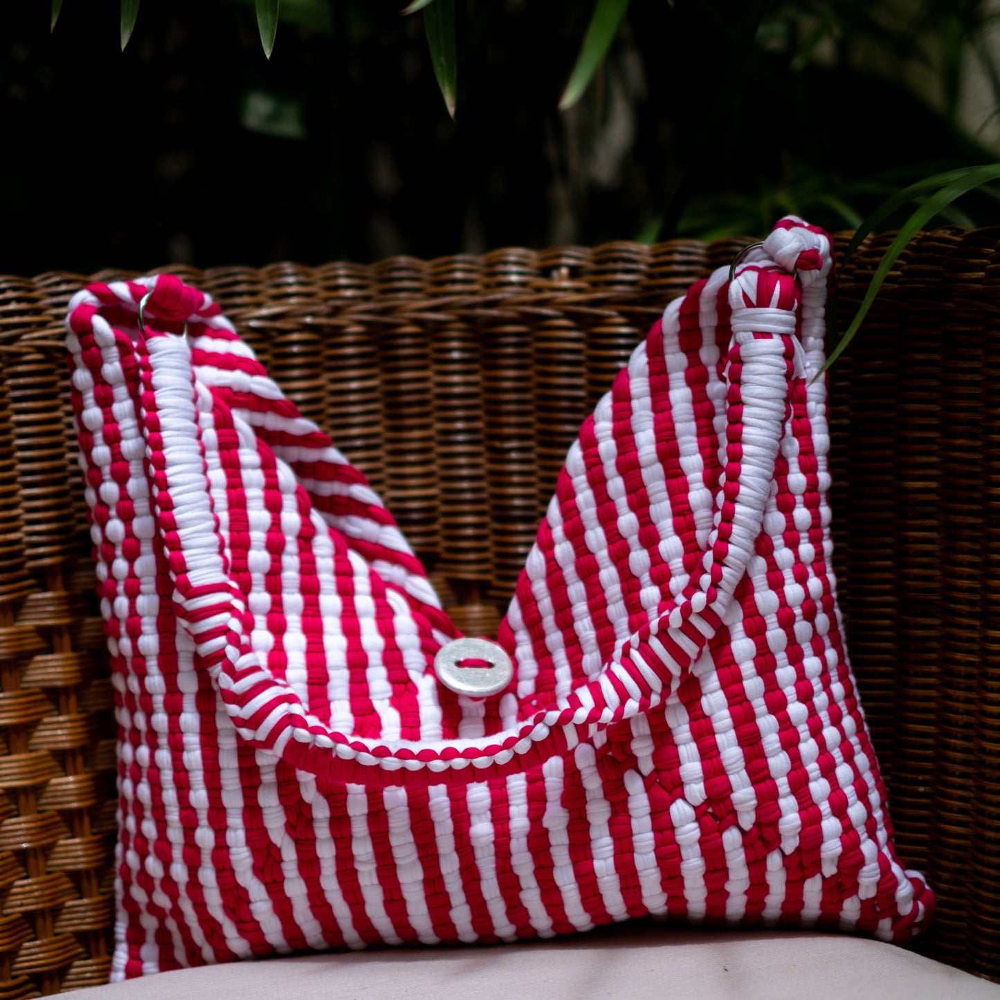 Origami Button Bag | Candy Stripe