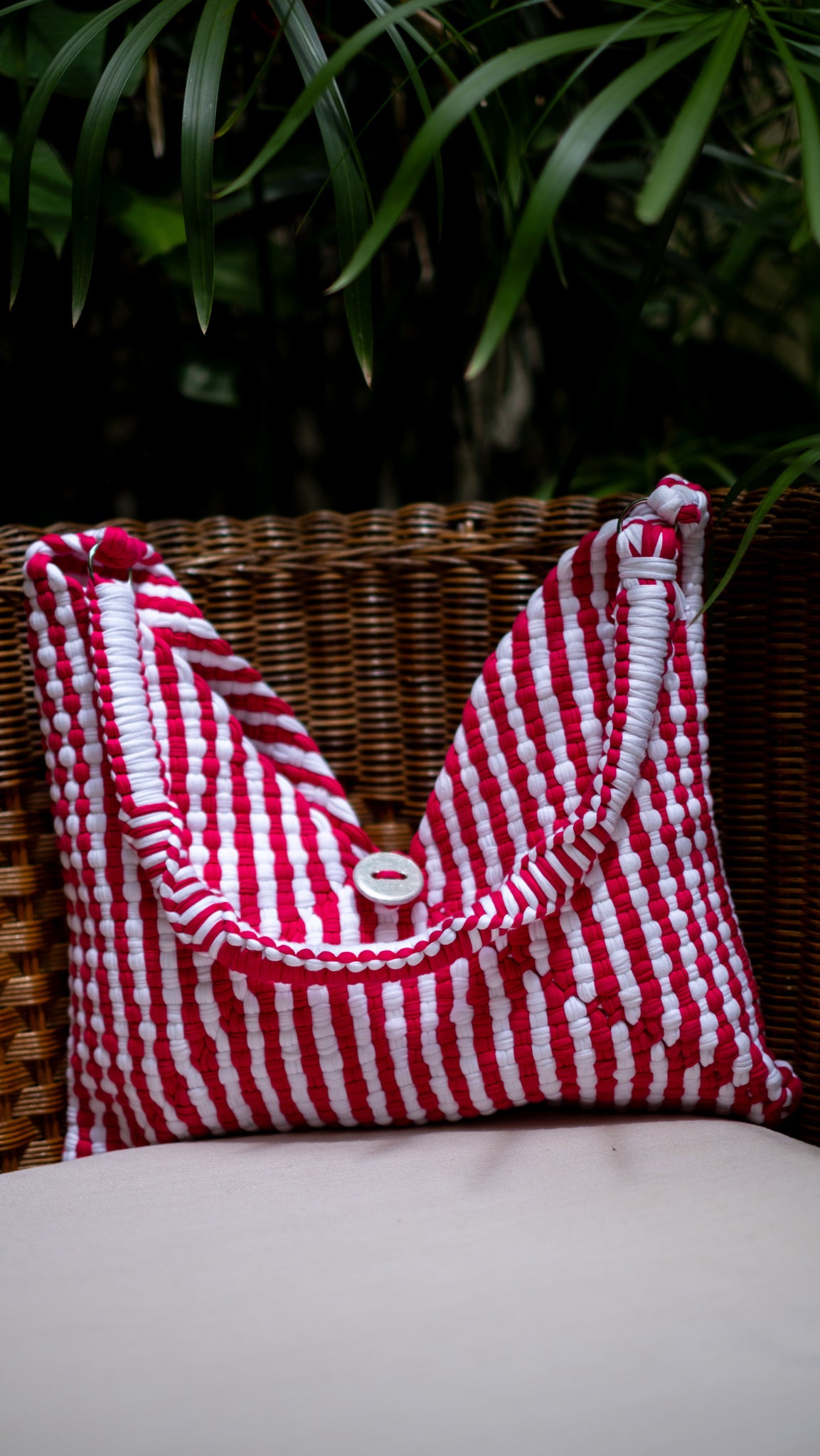 Origami Button Bag | Candy Stripe