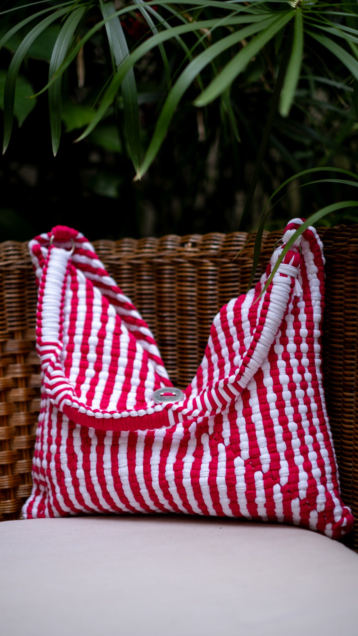 Origami Button Bag | Candy Stripe