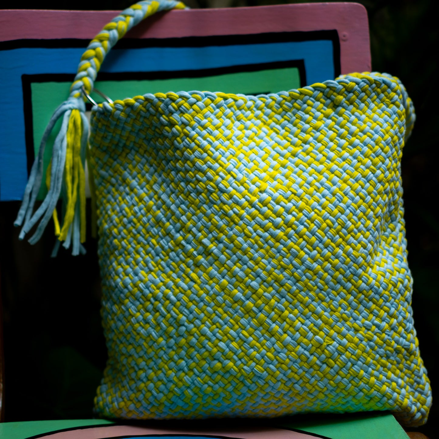 Shoulder Tote | Yellow & Blue