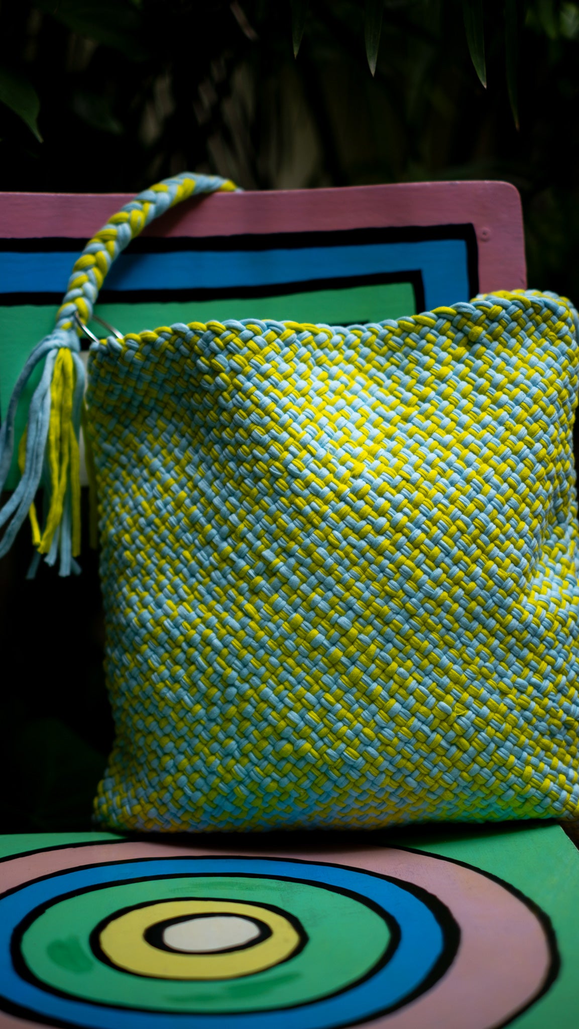 Shoulder Tote | Yellow & Blue