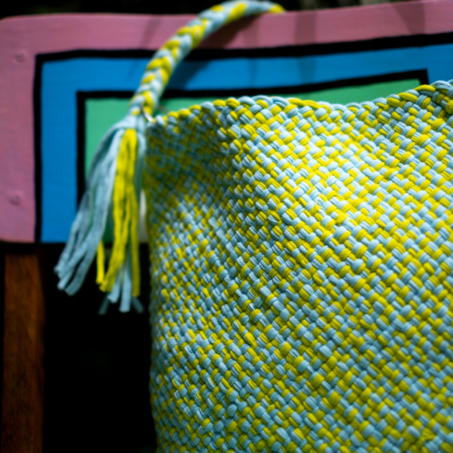 Shoulder Tote | Yellow & Blue