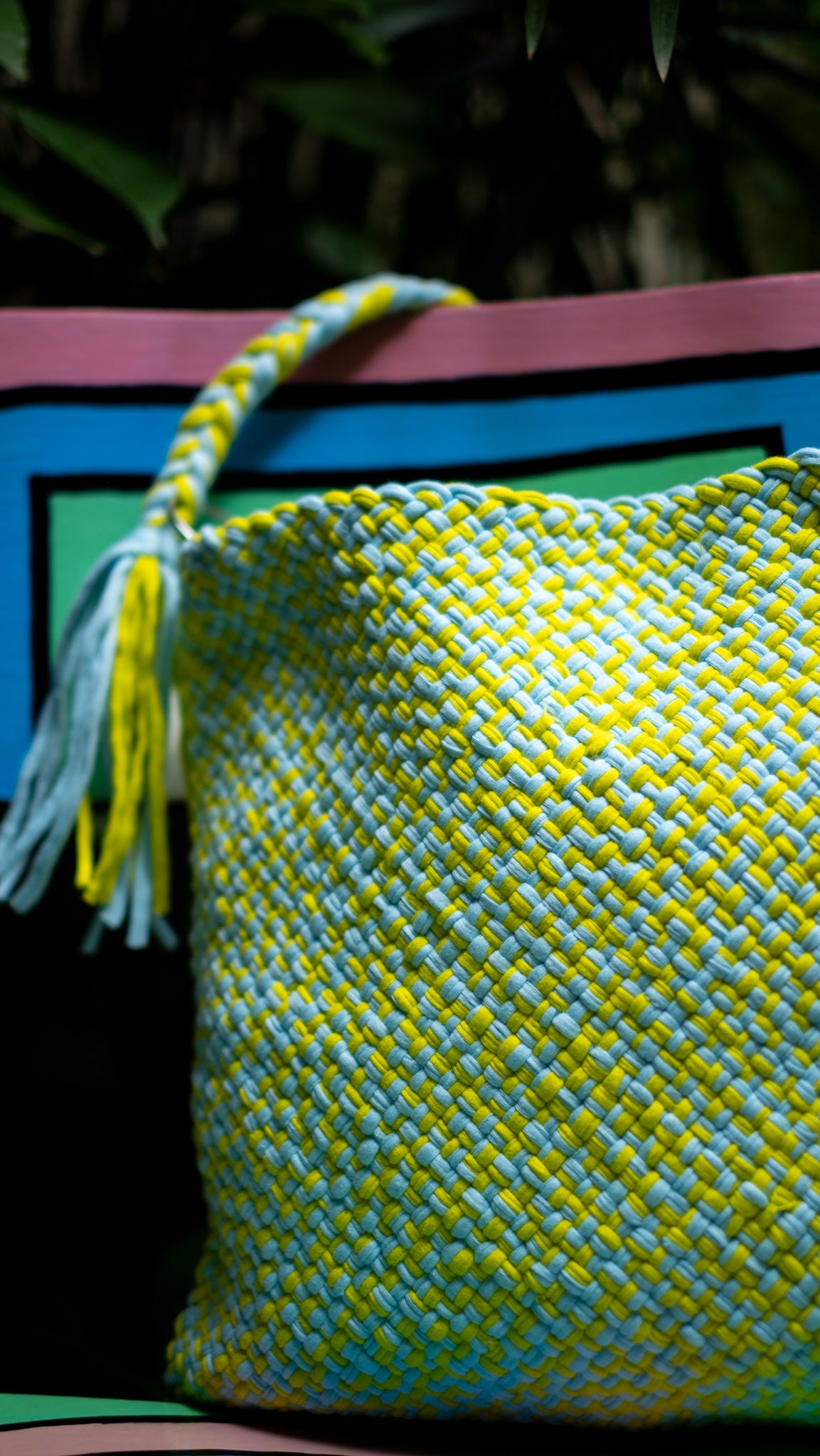 Shoulder Tote | Yellow & Blue