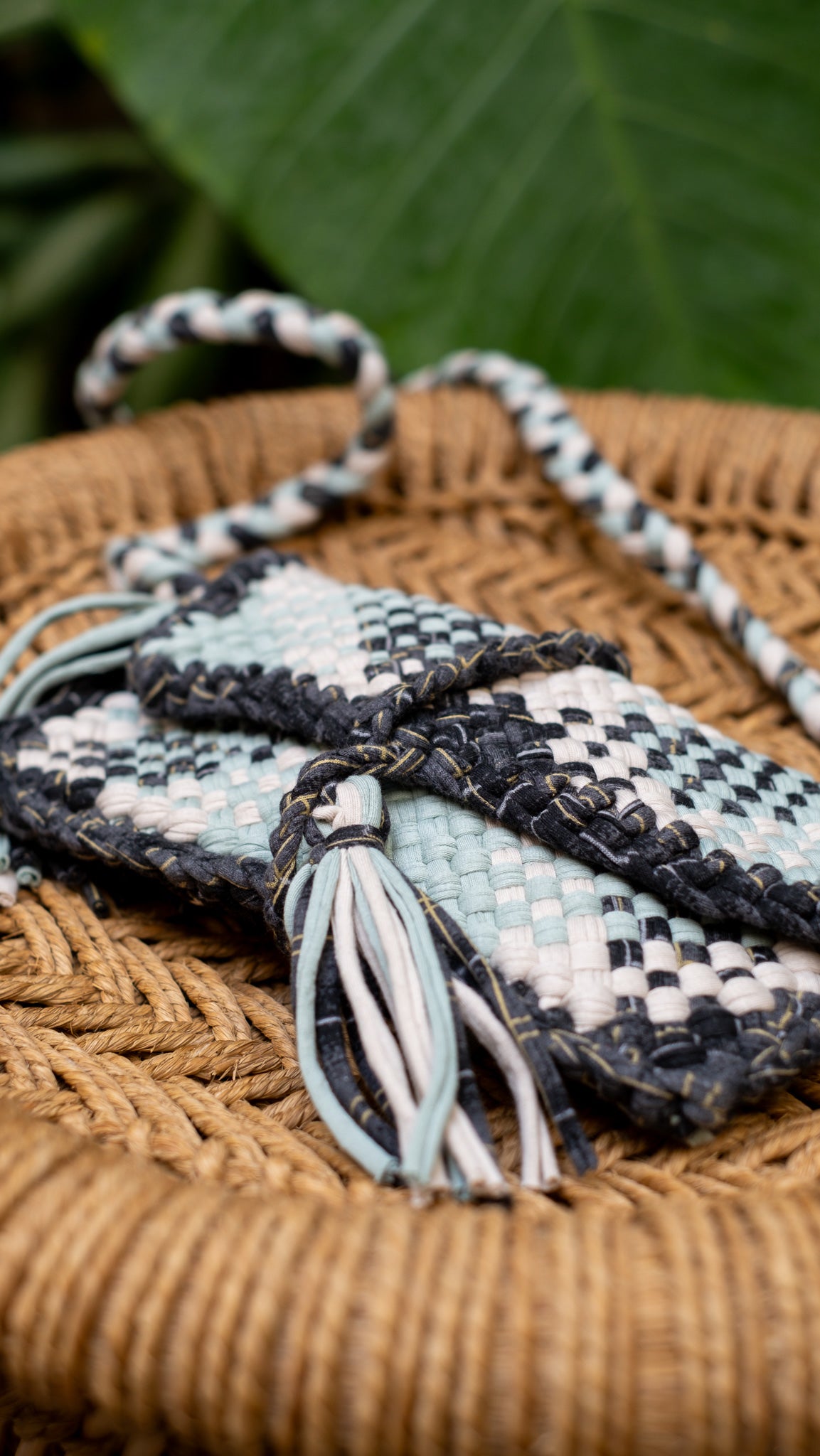 Tassel Sling Bag | Charcoal Mint