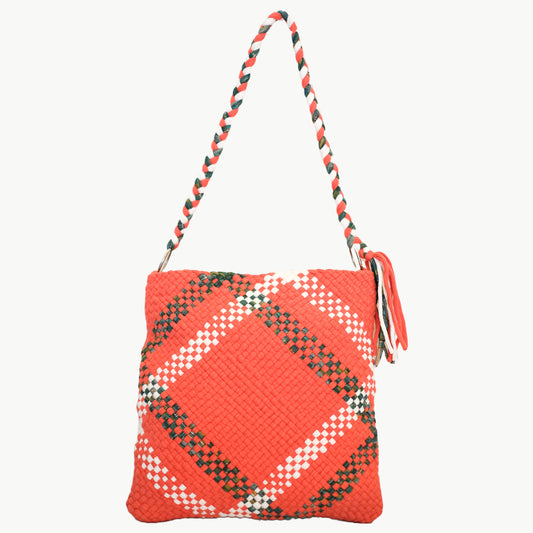 Shoulder Tote | Coral & Green