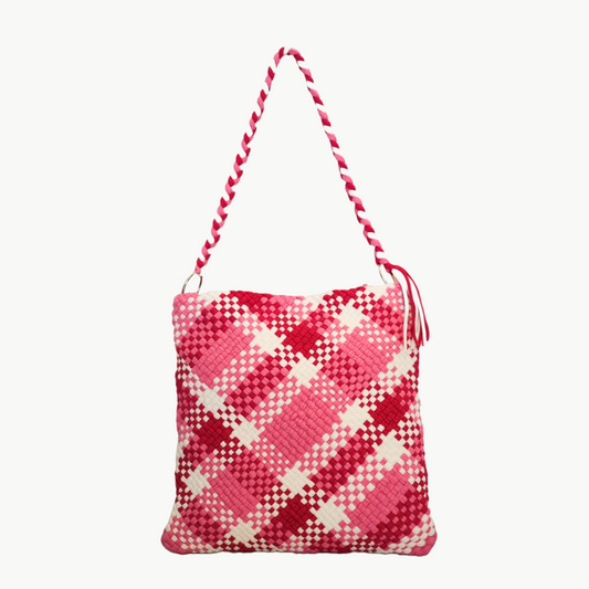 Shoulder Tote | Pink Check